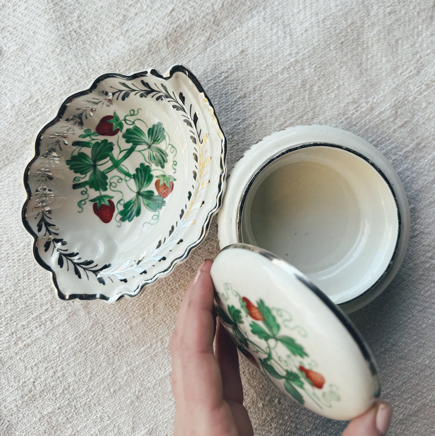 English Strawberry Trinket Dishes