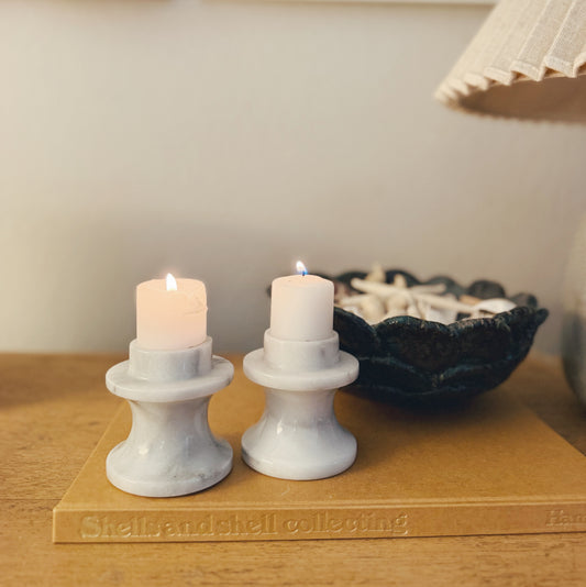 Vintage Pair of Marble Candle Holders