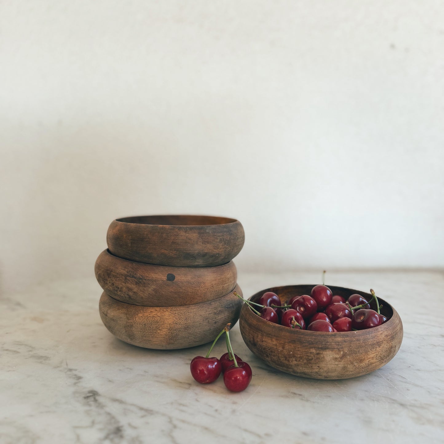 Set of Four Vintage Wooden Bowls