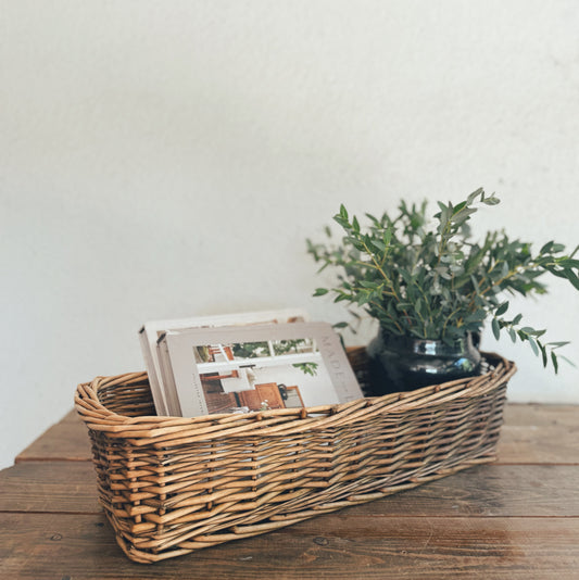 Vintage Long Narrow Round Basket (Local Purchase Only)