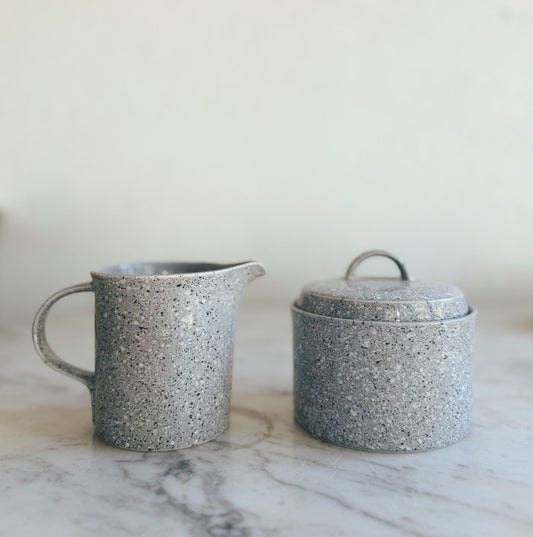 Speckled Mikasa Gray Cream and Sugar