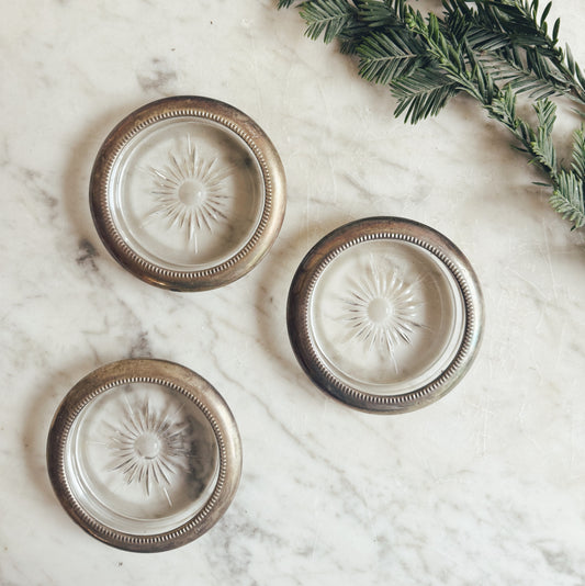 Sterling Silver and Crystal Coaster or Ring Catch