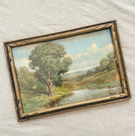 Antique Framed River Scene