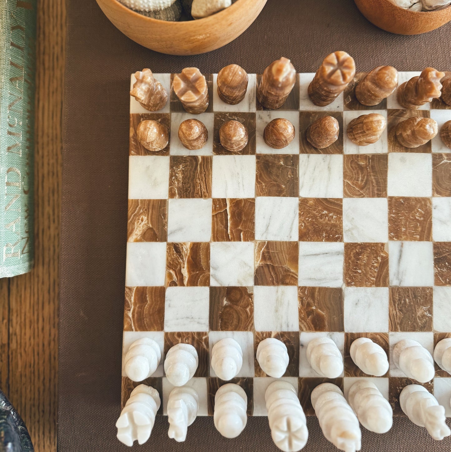 Complete Small Marble Chess Set