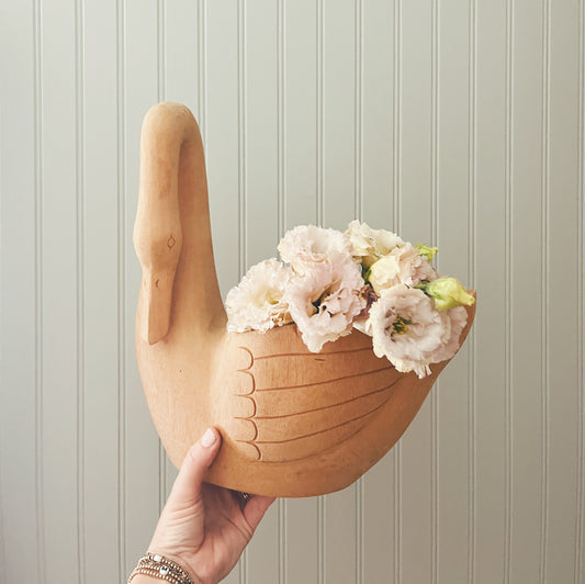 Hand Carved Wooden Swan