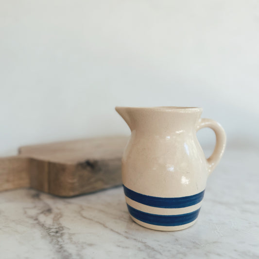 Vintage Small Blue Striped Pitcher (see description)