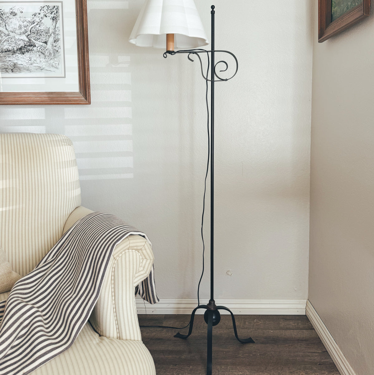 Black Metal Floor Lamp (Shade Not Included and LOCAL purchase only)