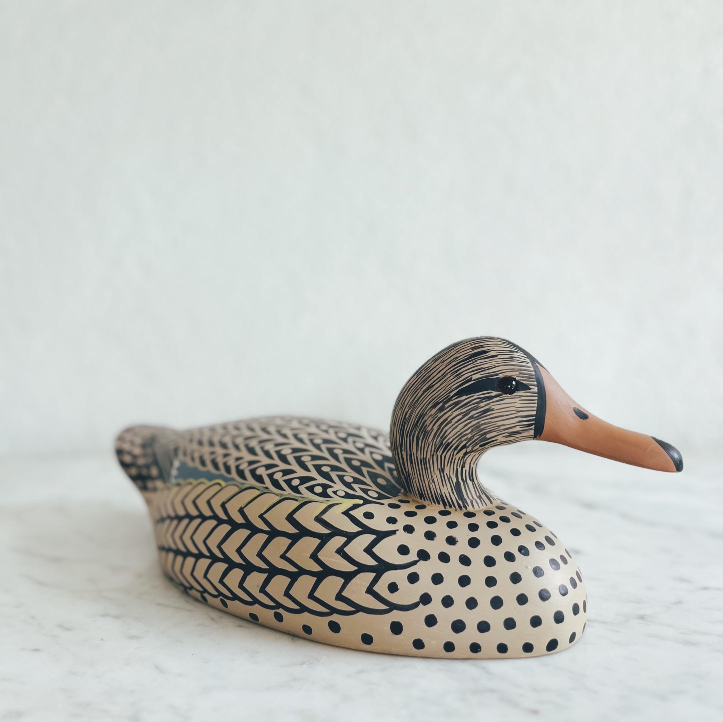 Hand Painted Black and White Vintage Duck