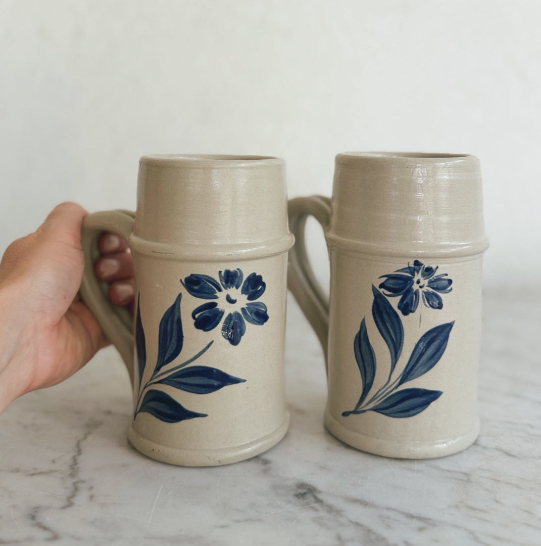 Pair of Williamsburg Pottery Salt Glaze Mugs
