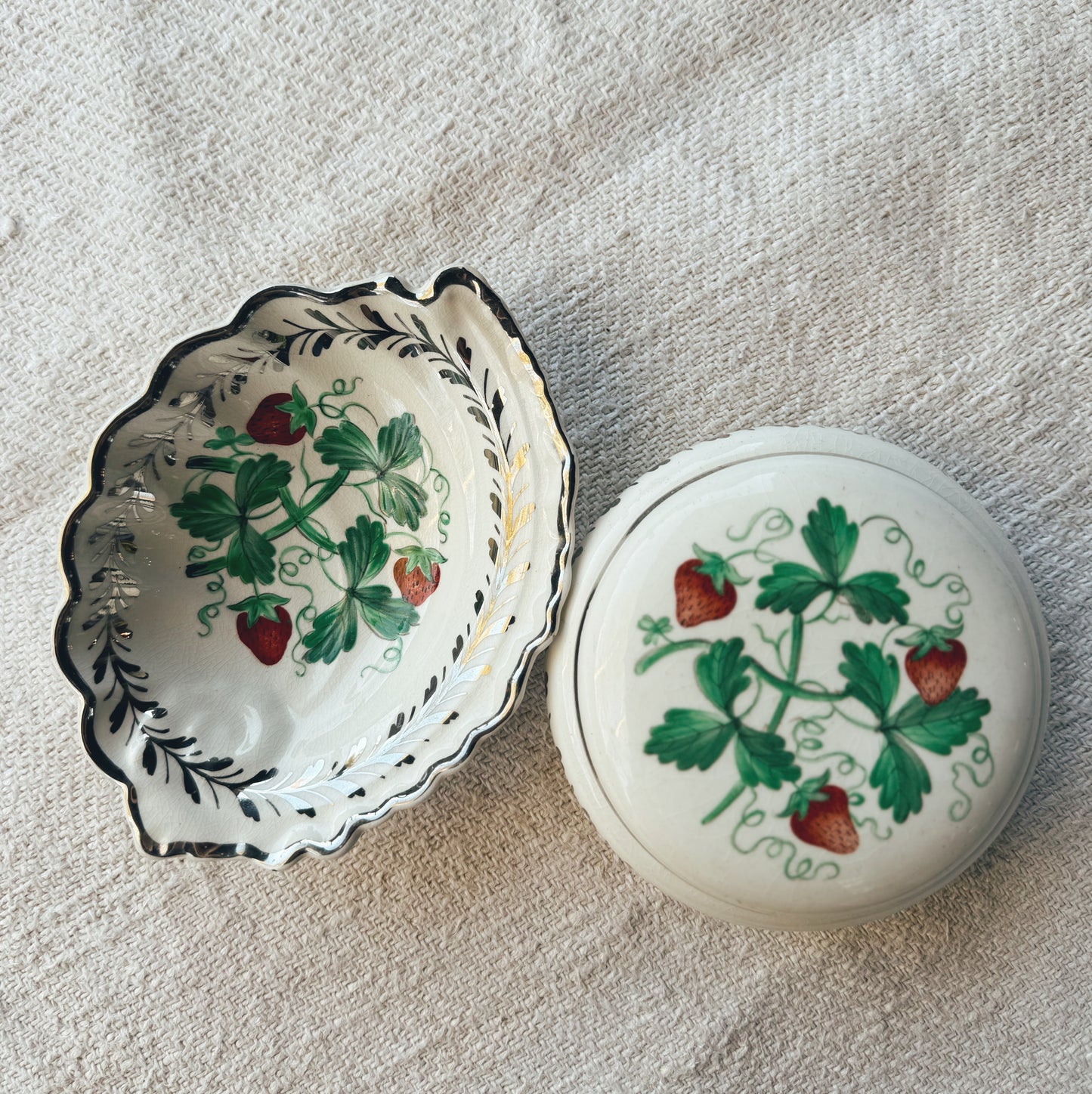 English Strawberry Trinket Dishes