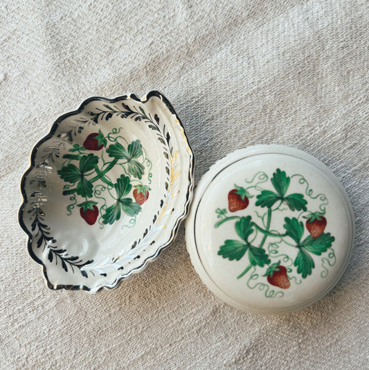 English Strawberry Trinket Dishes