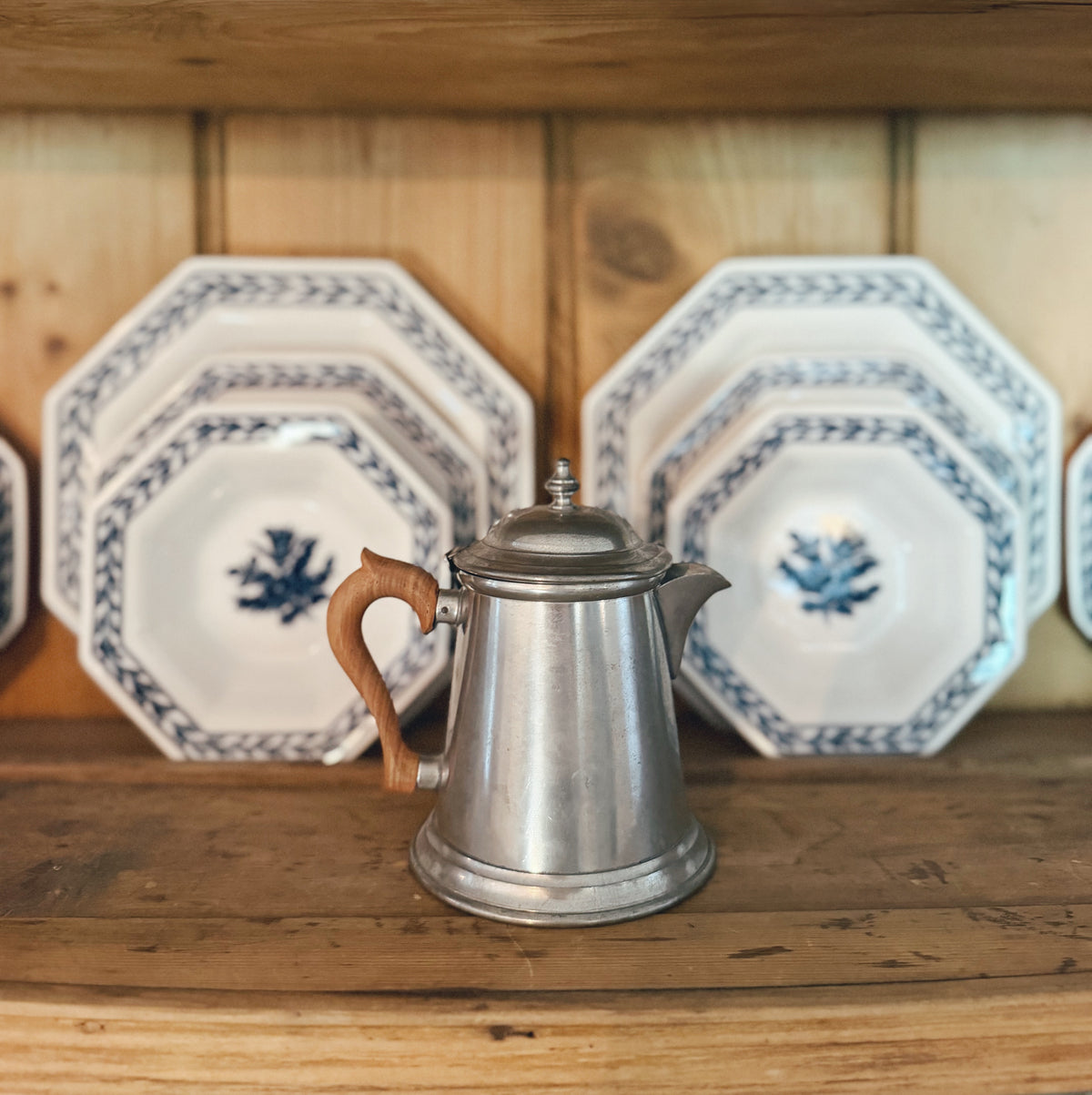 Small Pewter Pitcher With Wooden Handle