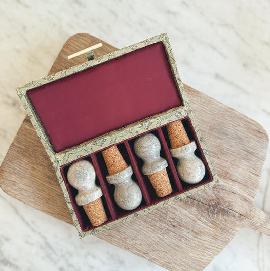 Set of Four Vintage Marble Topped Corks