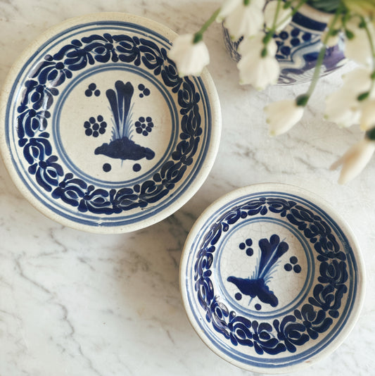 Pair of Handmade Blue and White Bowls