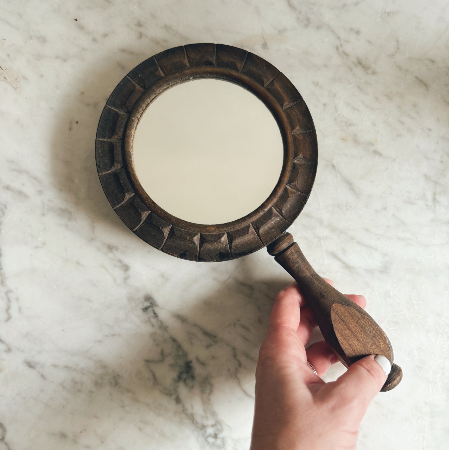 Handheld Wooden Mirror