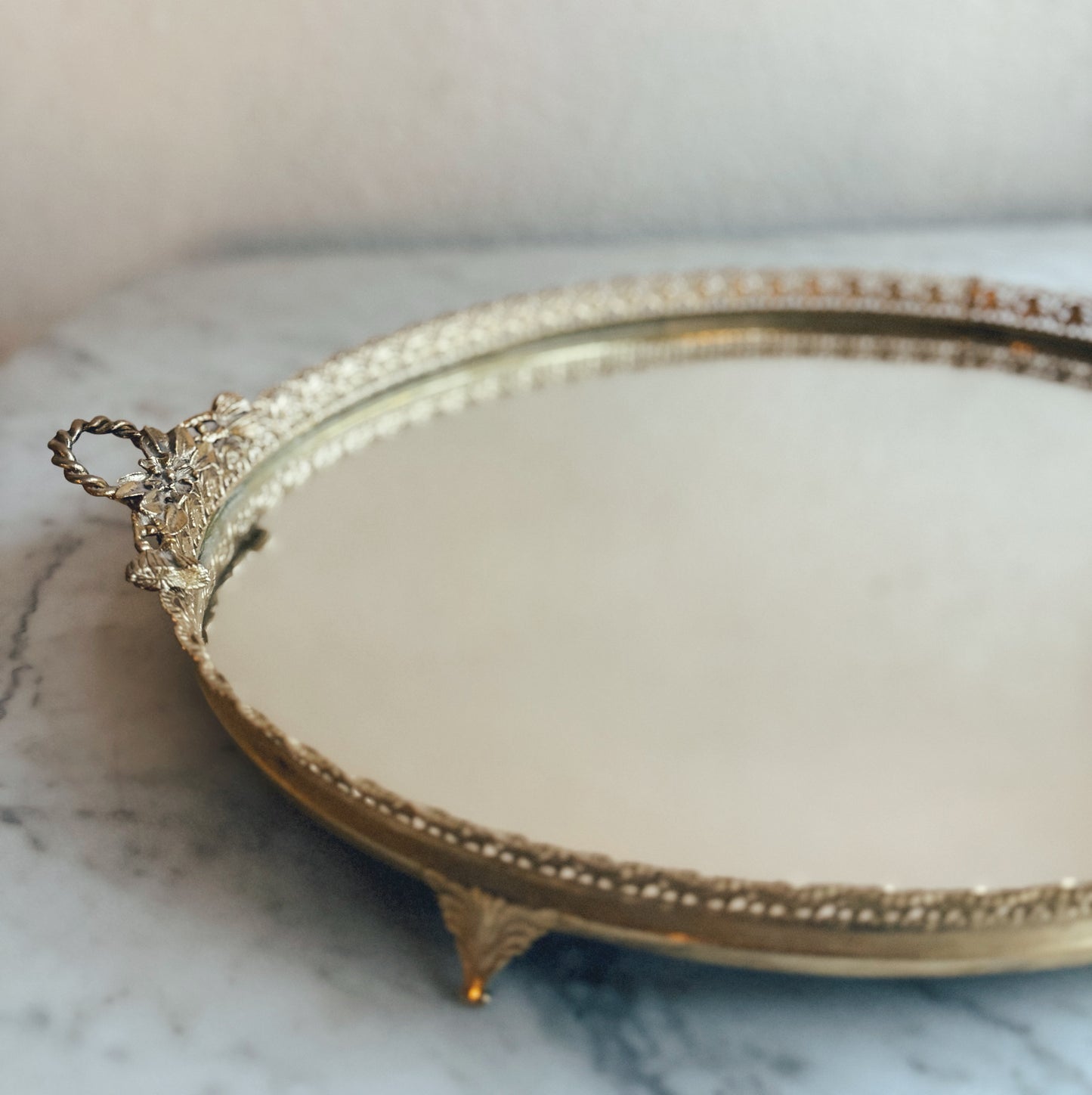 Vintage Oval Mirrored Vanity Tray