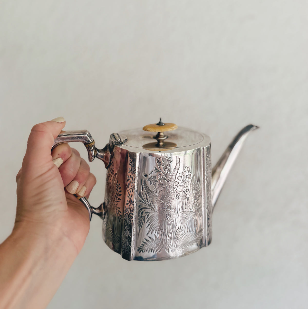 Etched Silver Plated Teapot