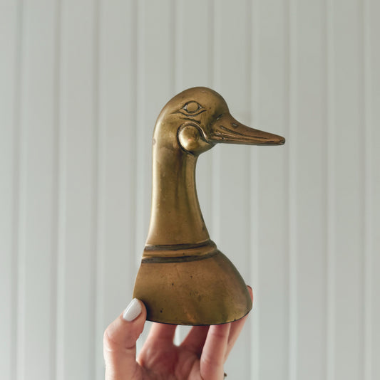 Single Brass Duck Bookend