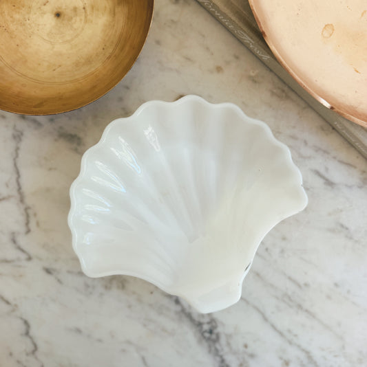 Shell Milk Glass Dish