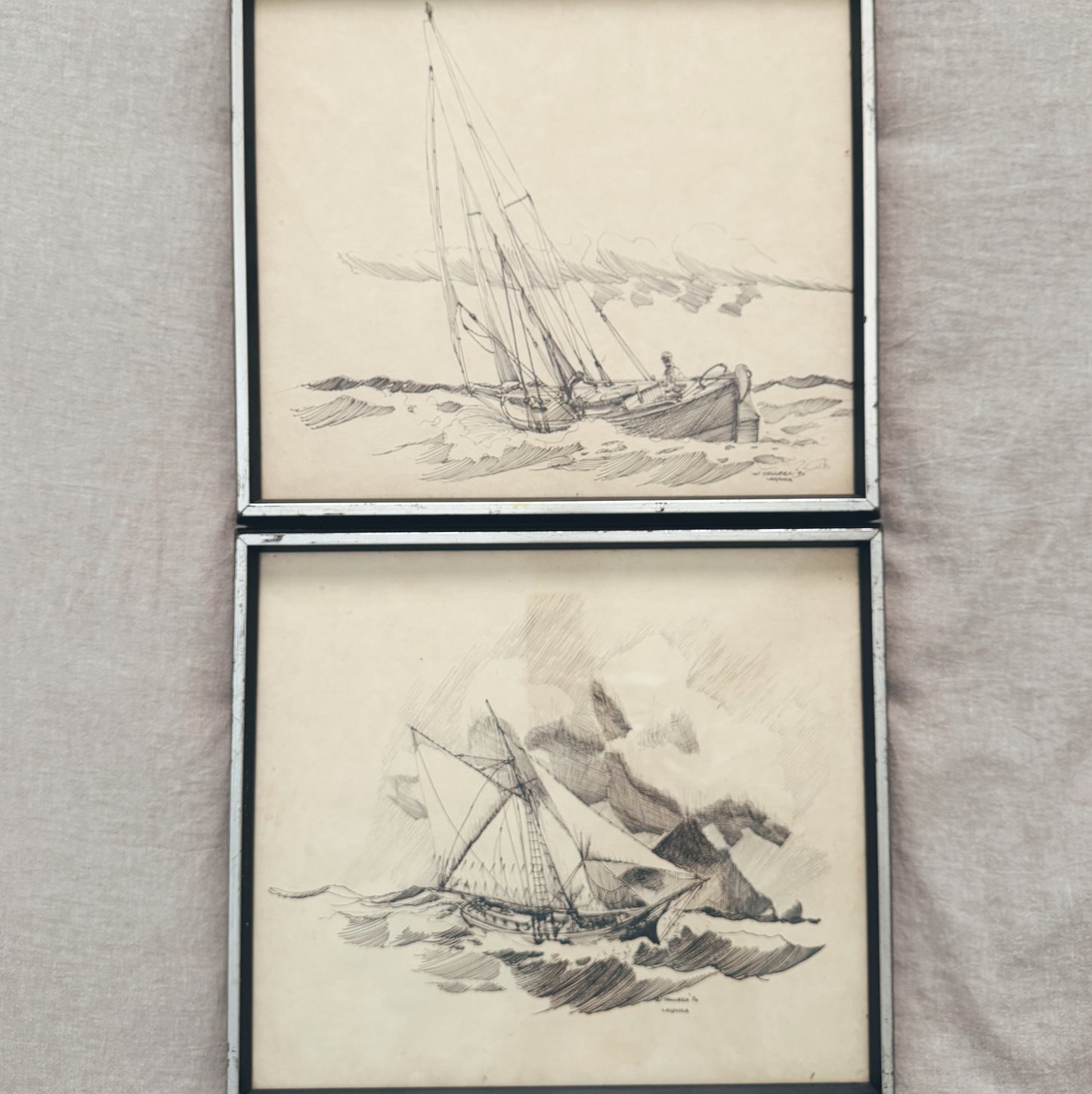 Pair of Rustic Ship Art (sold together)