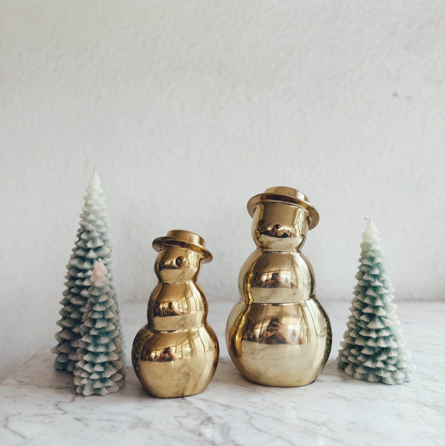 Pair Heavy of Brass Snowmen