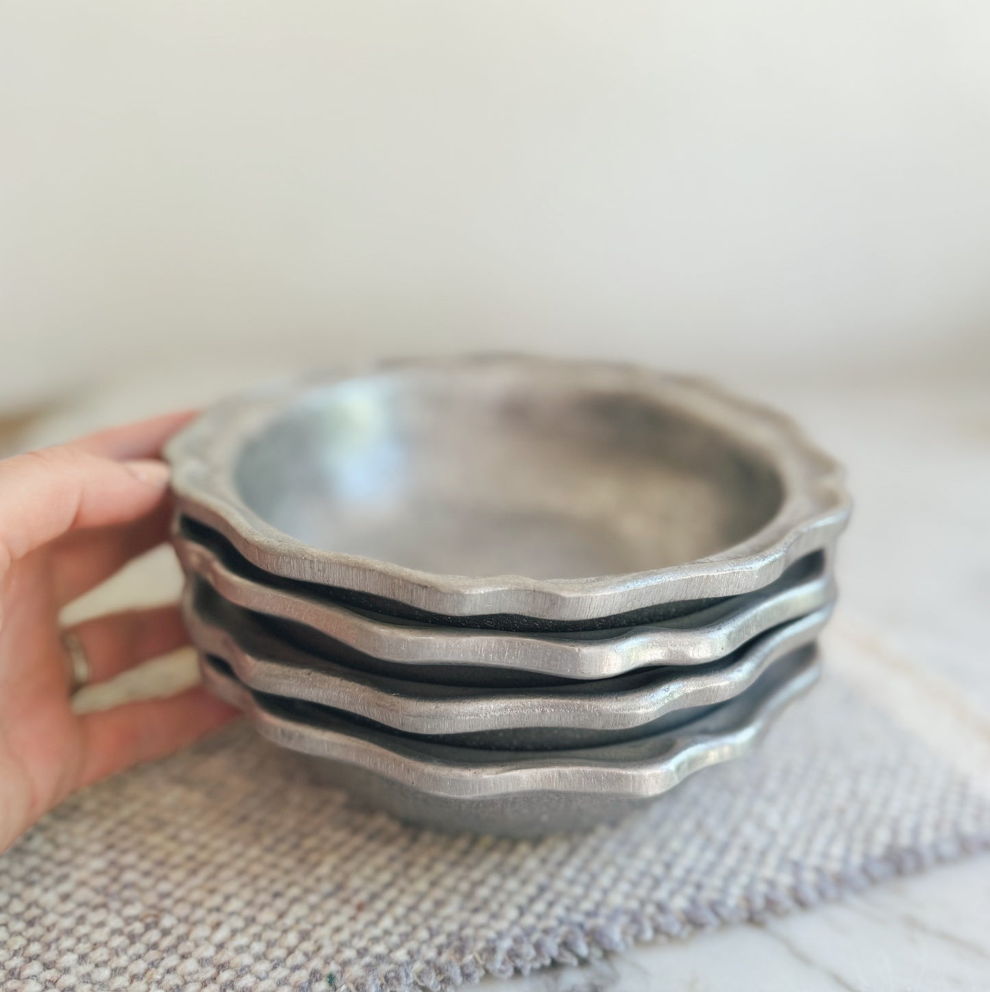 Set of Four Pewter Bowls