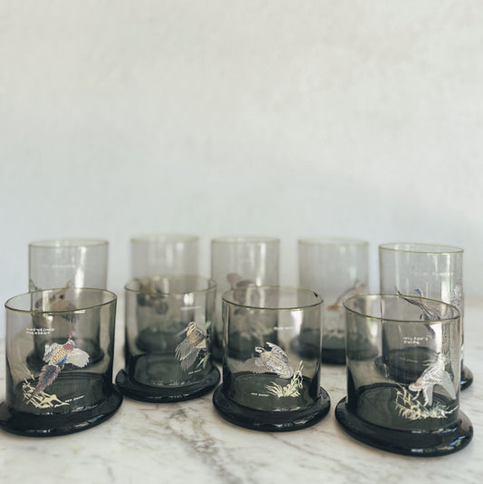 5 Short, 5 Tall Bird Tumblers (See description for vintage wear)