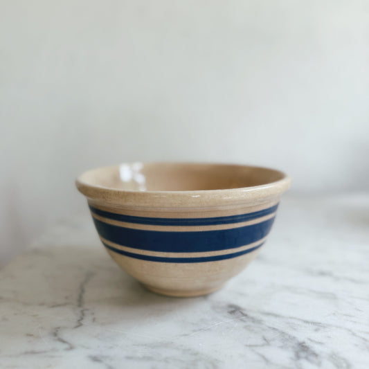 Small Blue Striped Stoneware Bowl