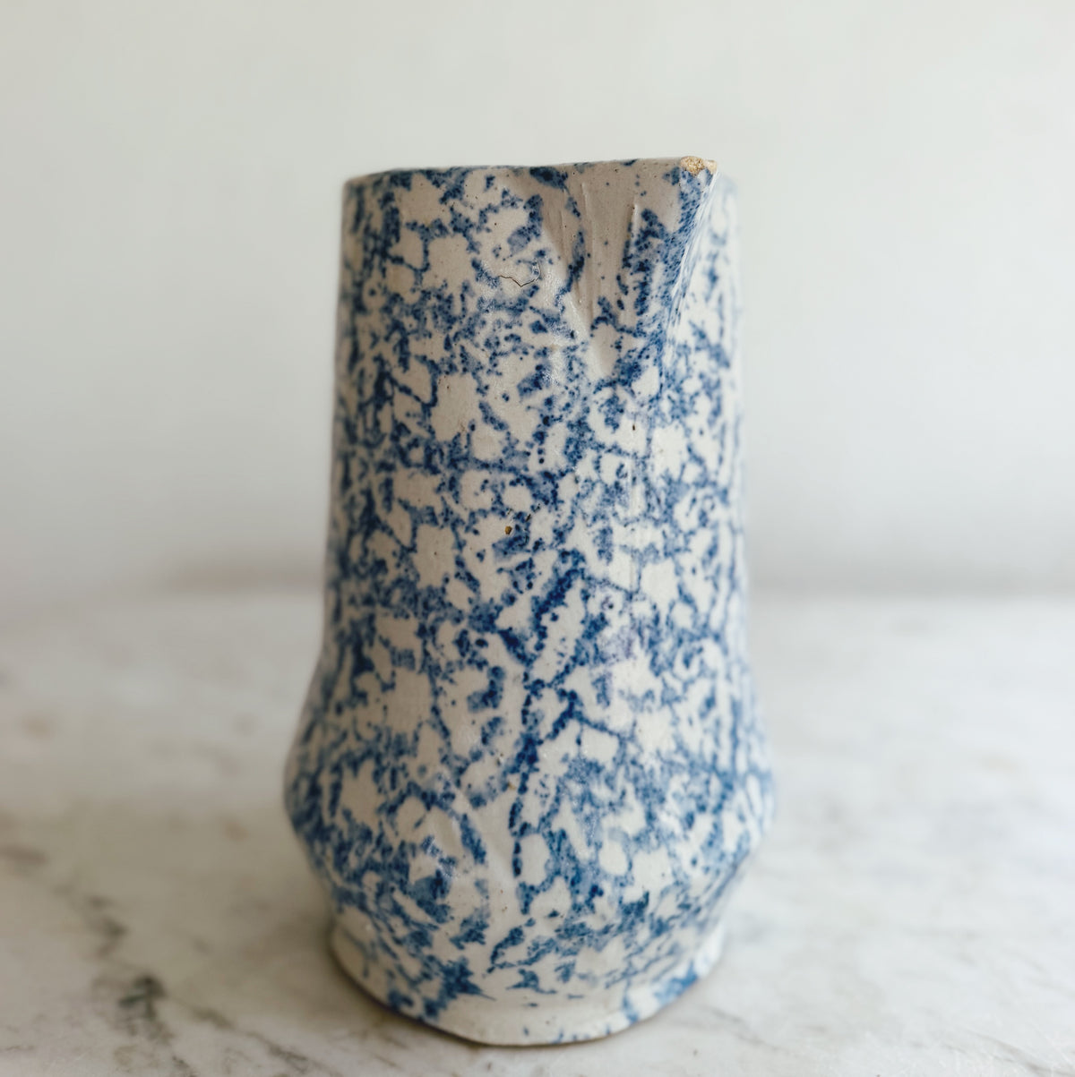Blue and White Spongeware Pitcher