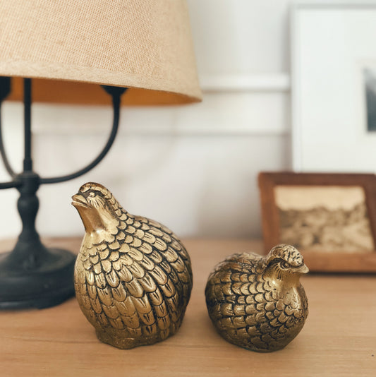 Pair of Brass Quail