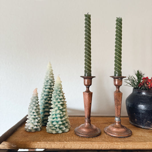 Pair of Antique Copper Candle Holders