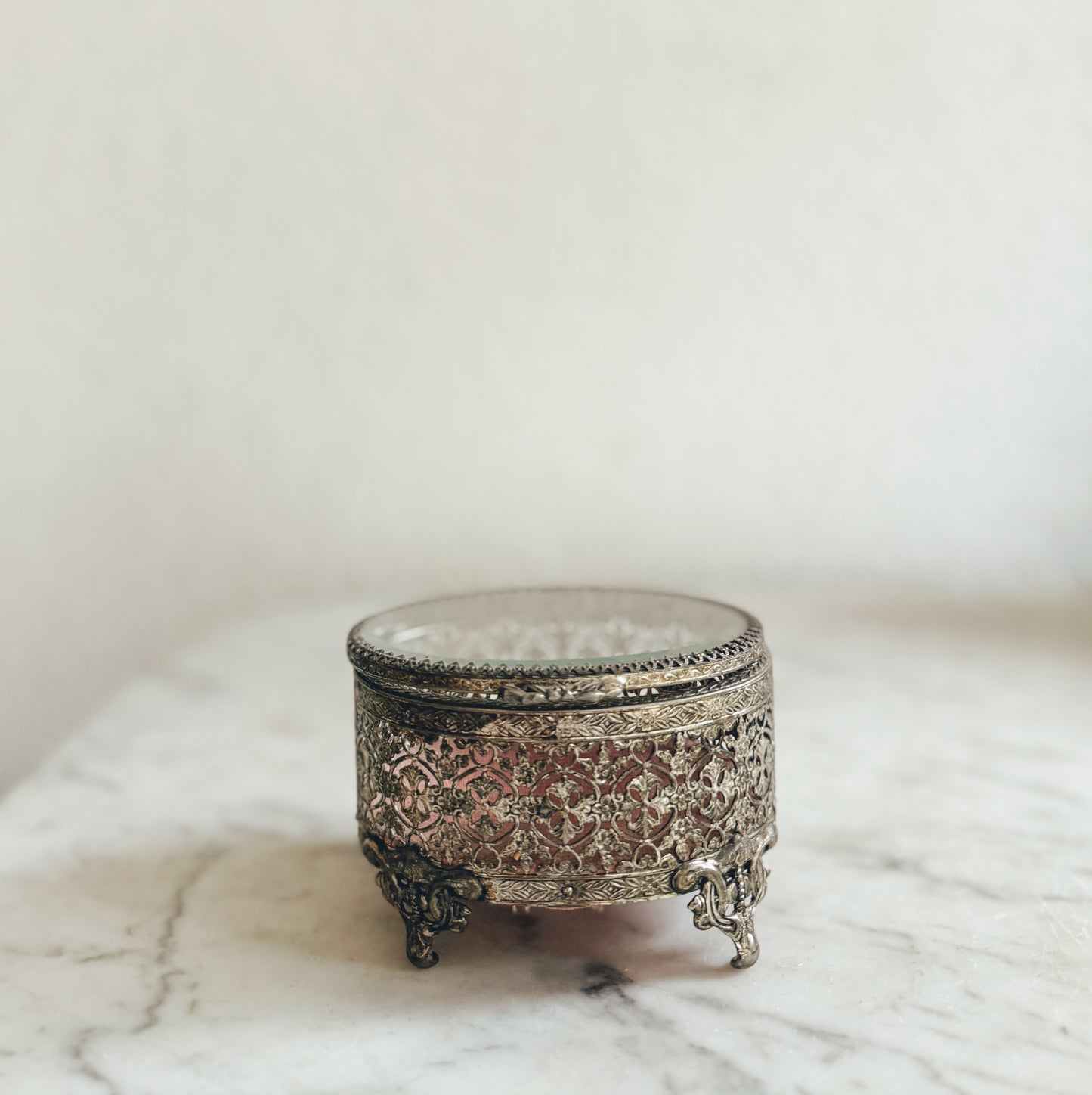 Vintage Ormolu Silver Glass Box