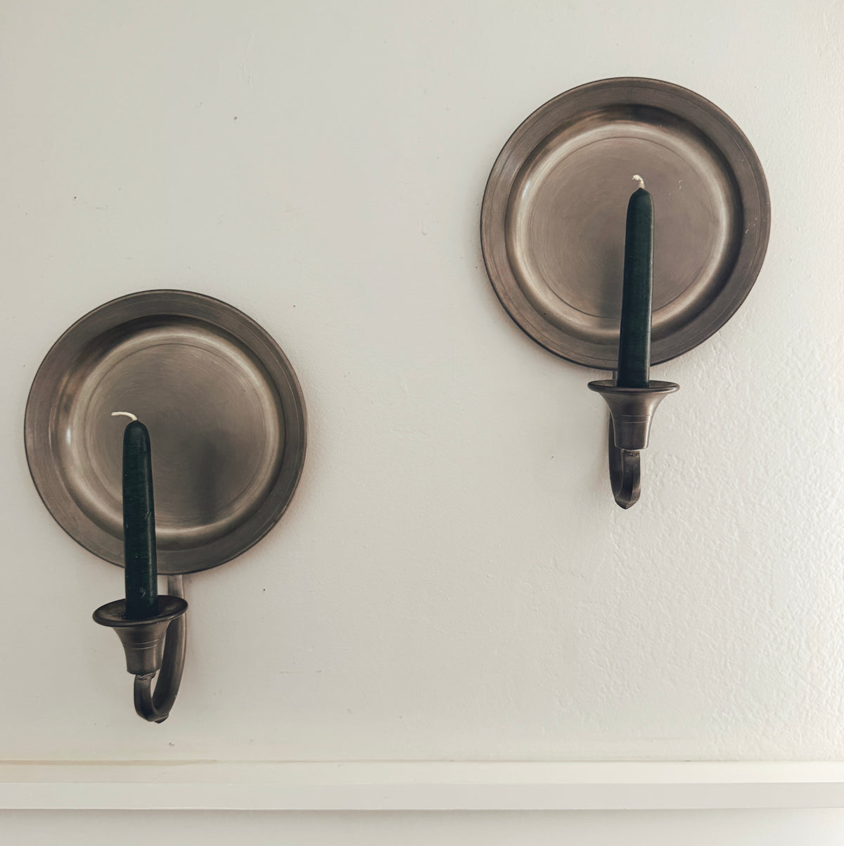 Pair of Pewter Candle Sconces (2 included)