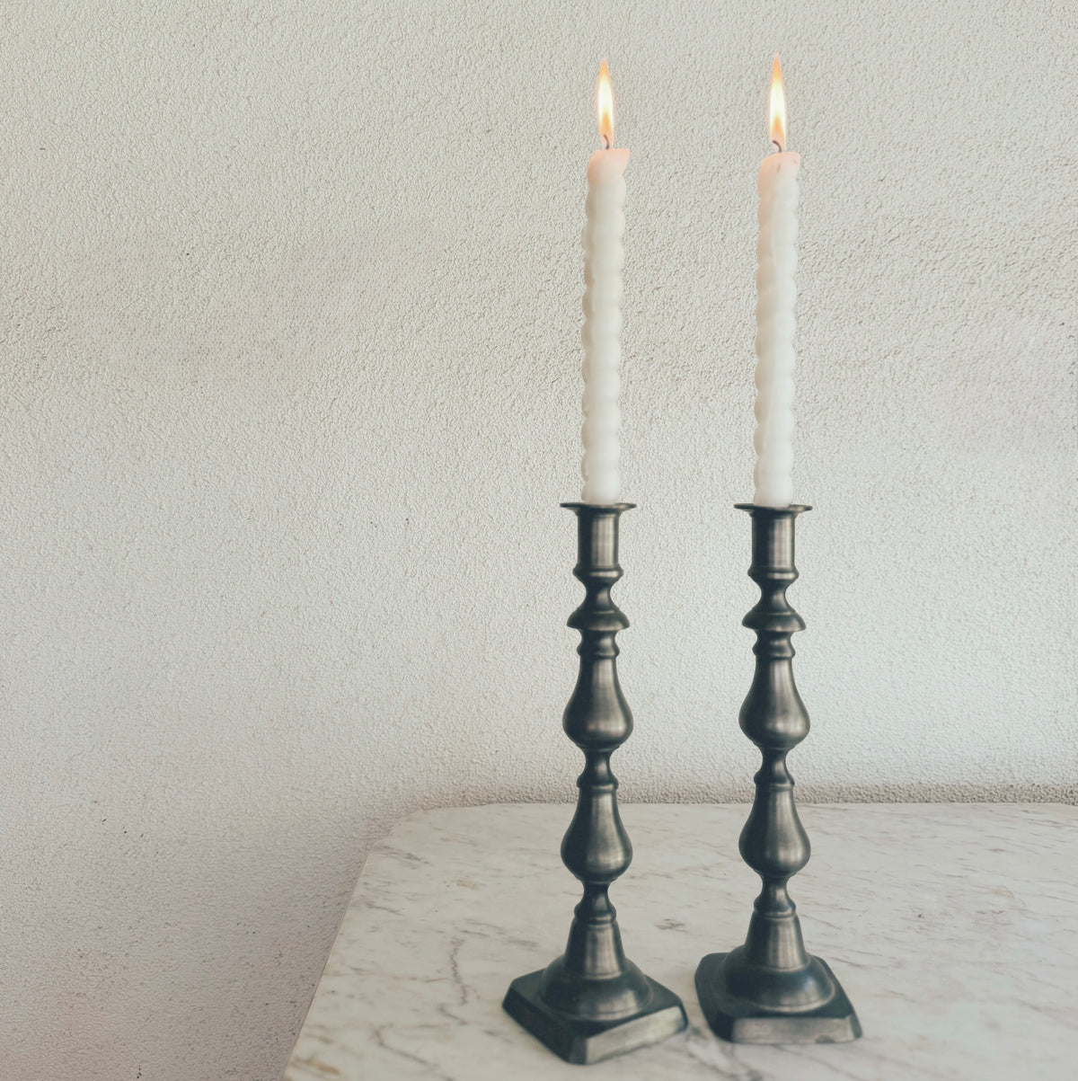 Pair of Tall Pewter Candlestick Holders Made in the USA(2 included)
