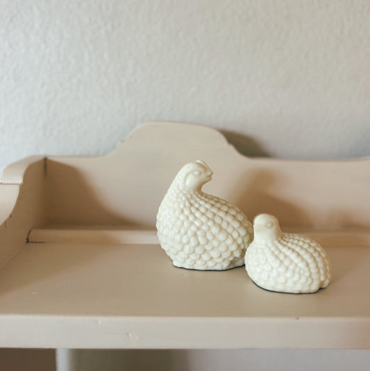 Pair of Small Cream Quail