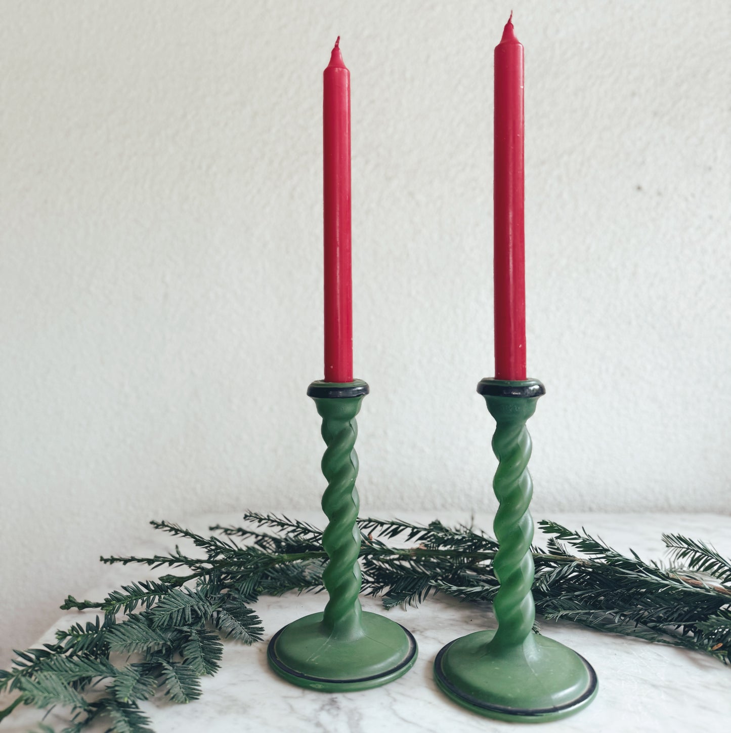 Vintage Resin Barley Twist Candleholders