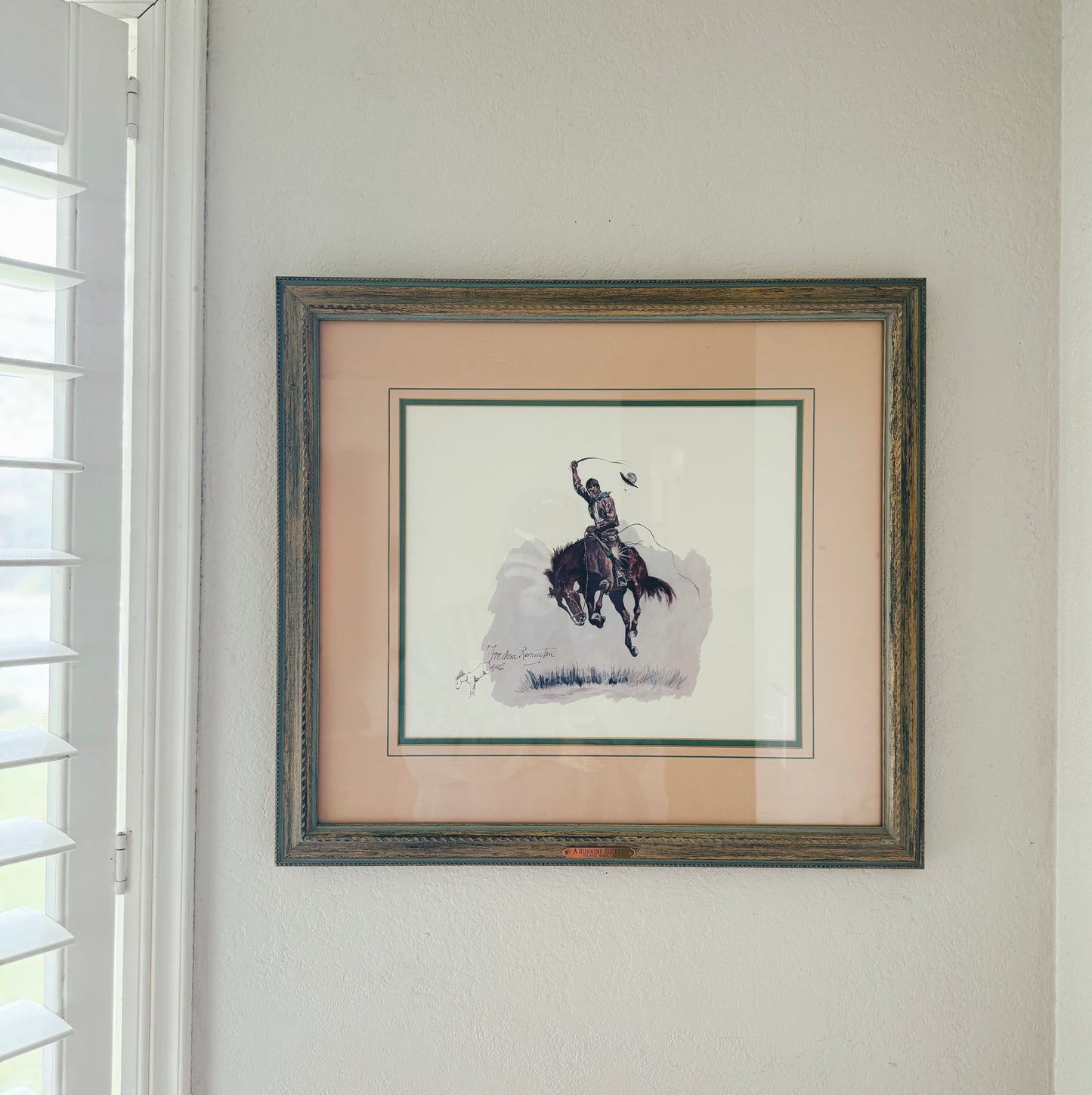 Vintage Framed Remington Cowboy Print