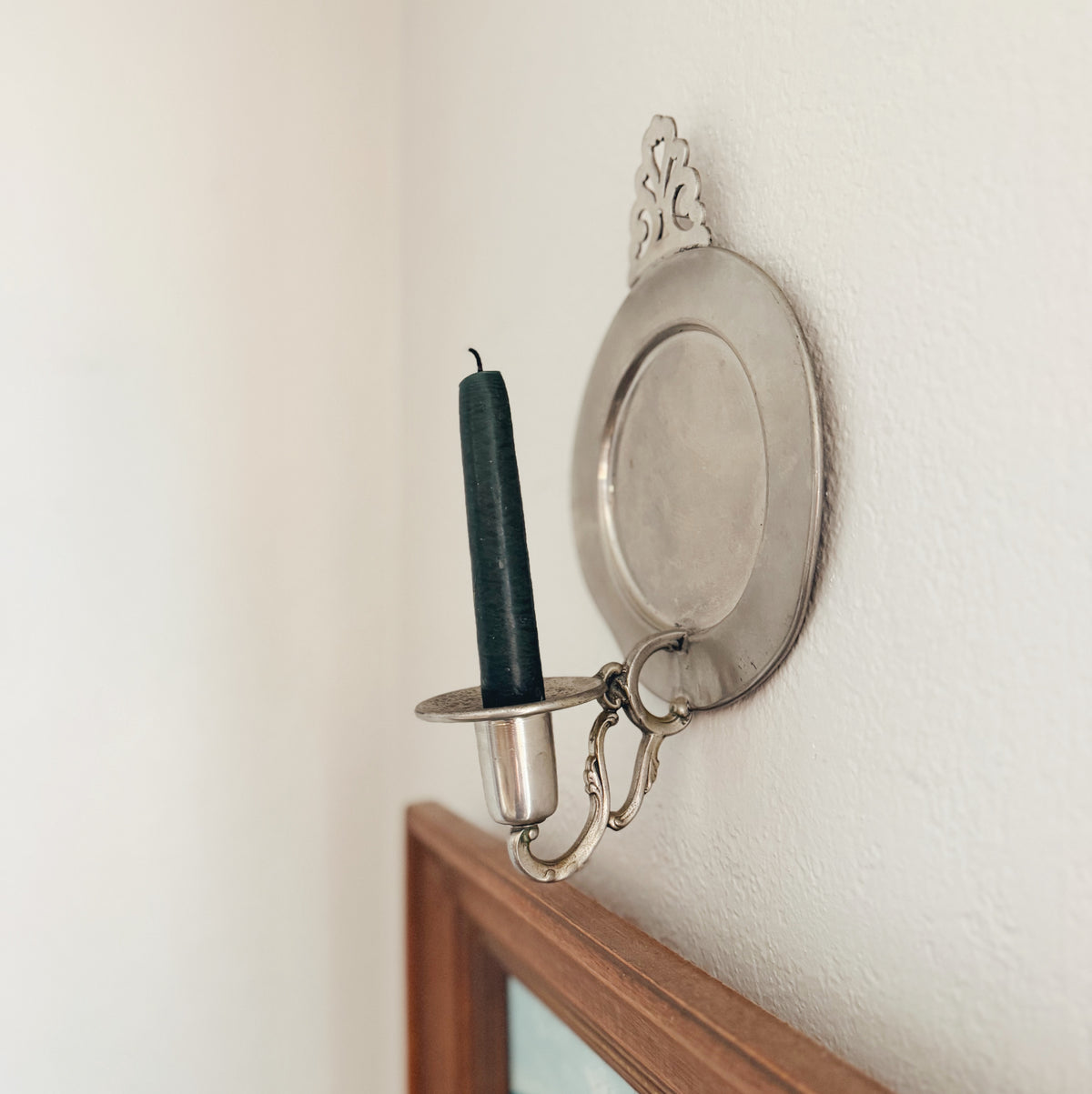 Single Pewter Candle Sconce