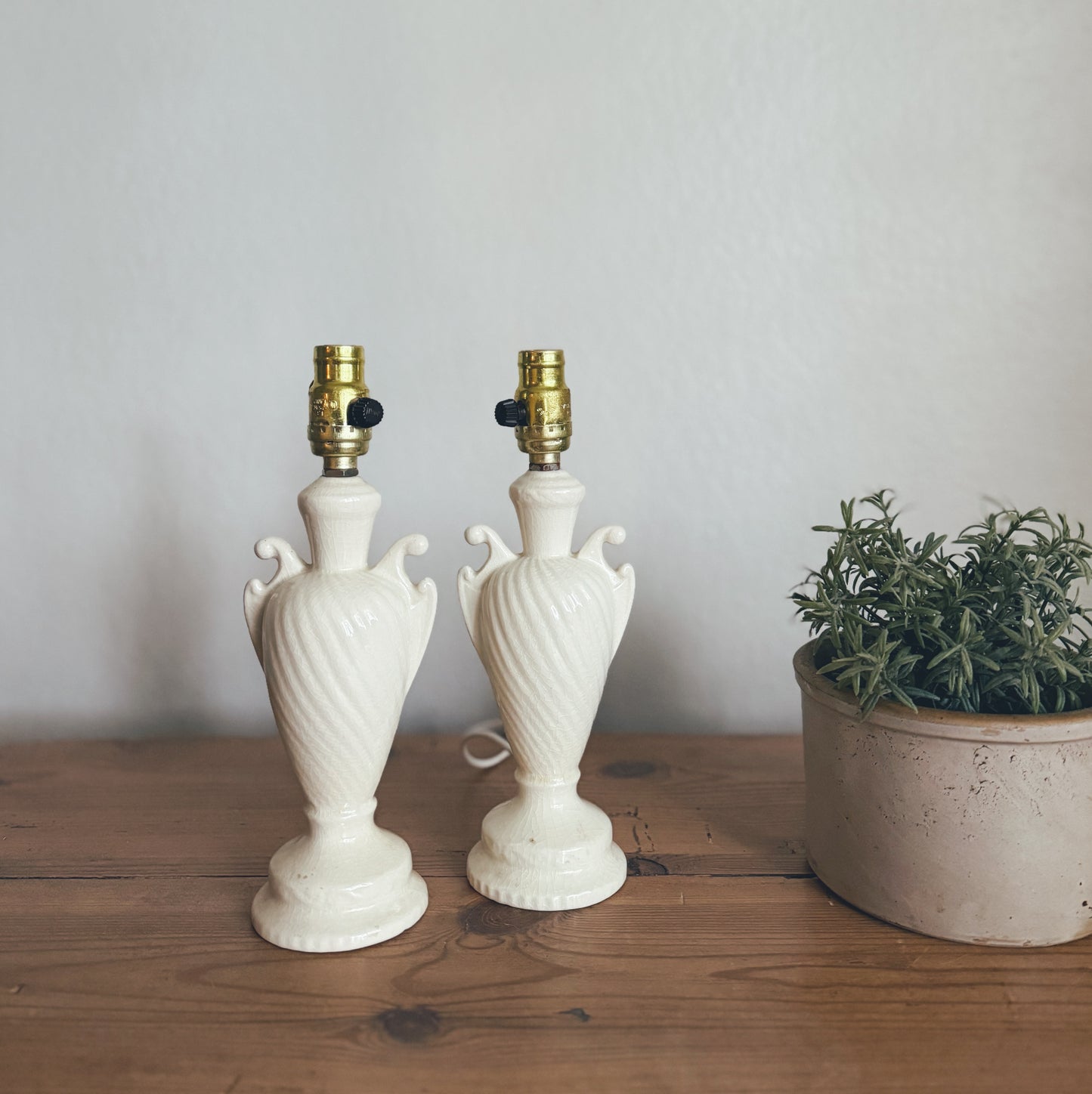 Pair of Small White Porcelain Lamps