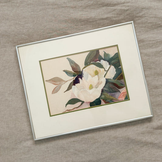 Vintage Magnolia Blossom Watercolor