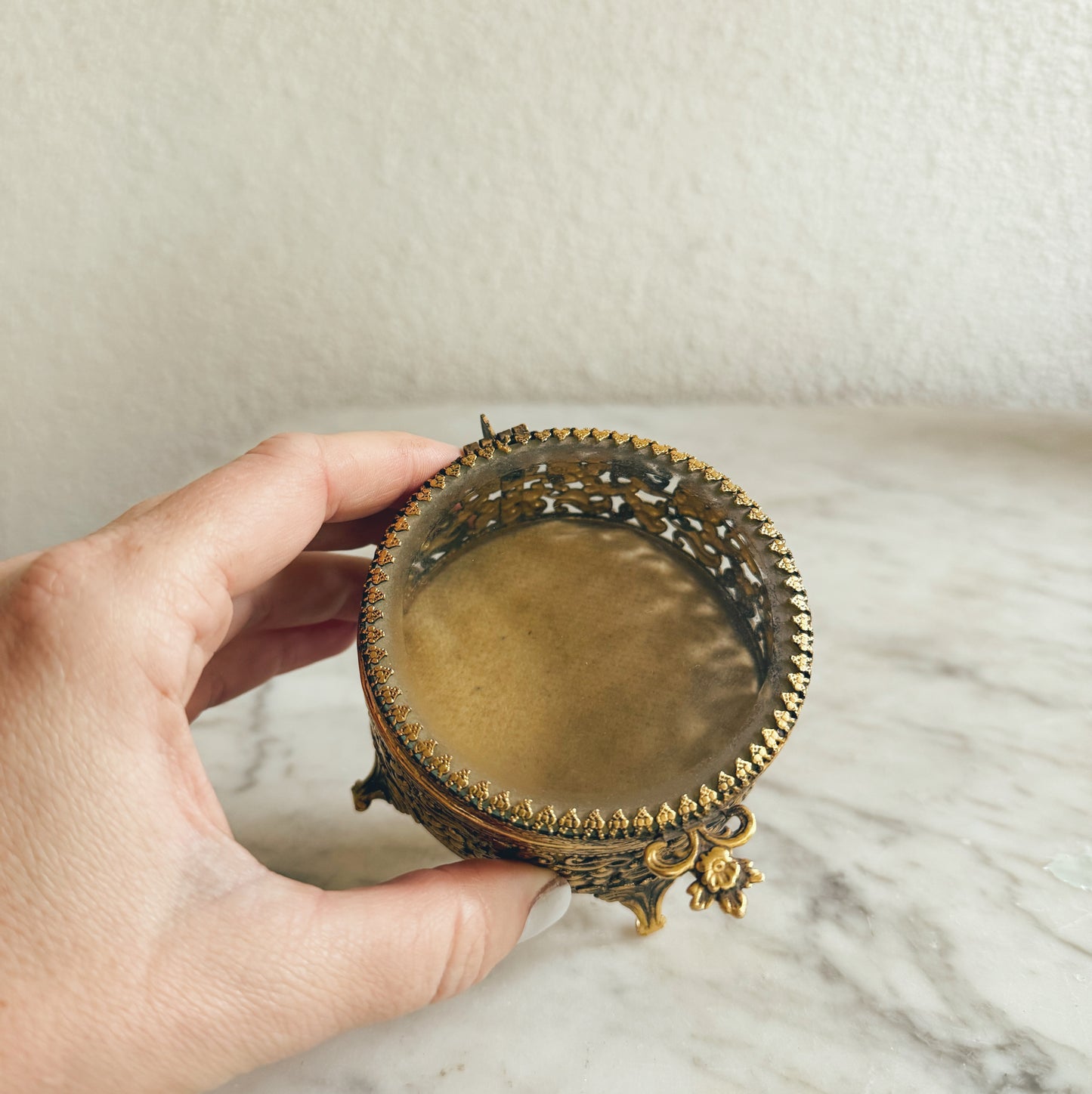 Vintage Gold Ormolu Beveled Glass Box