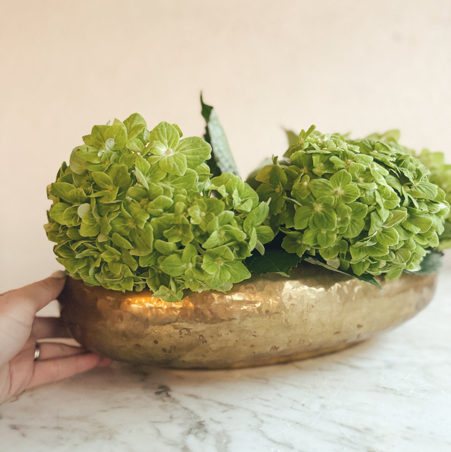 Vintage Oval Hammered Brass Vessel