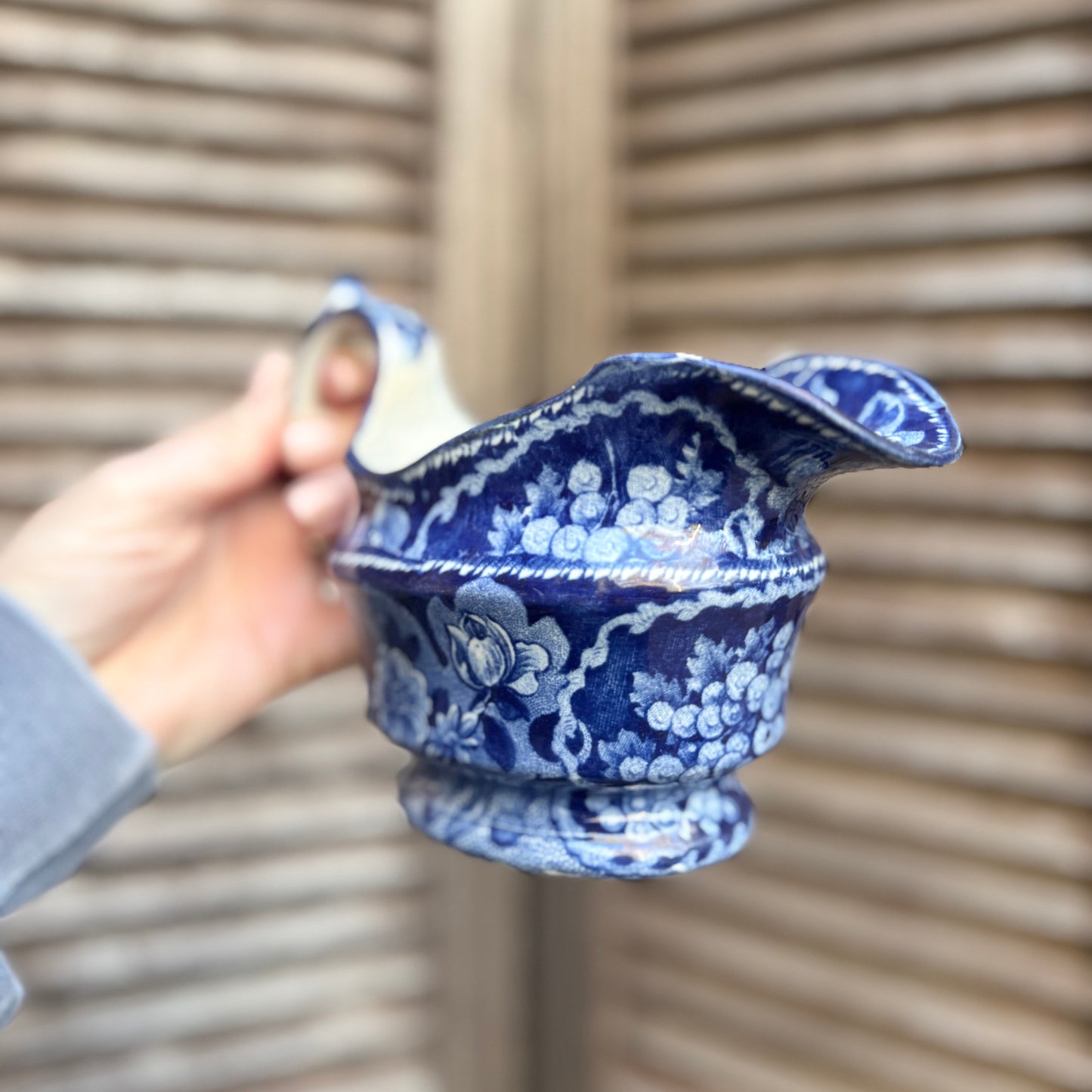 English Blue and White Sauce Boat