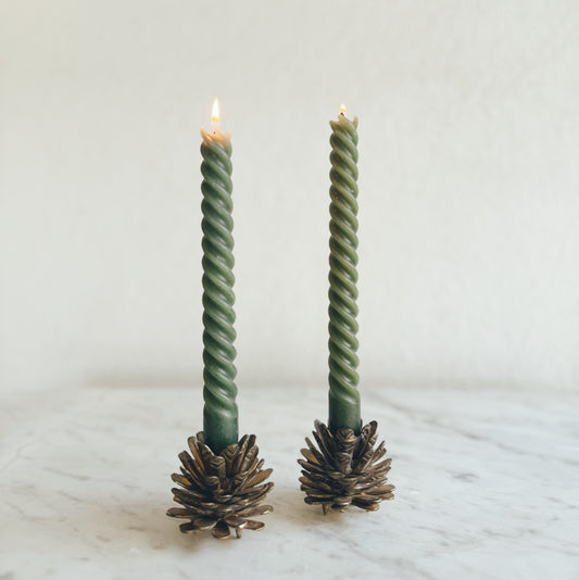 Vintage Brass Pinecone Candle Holders