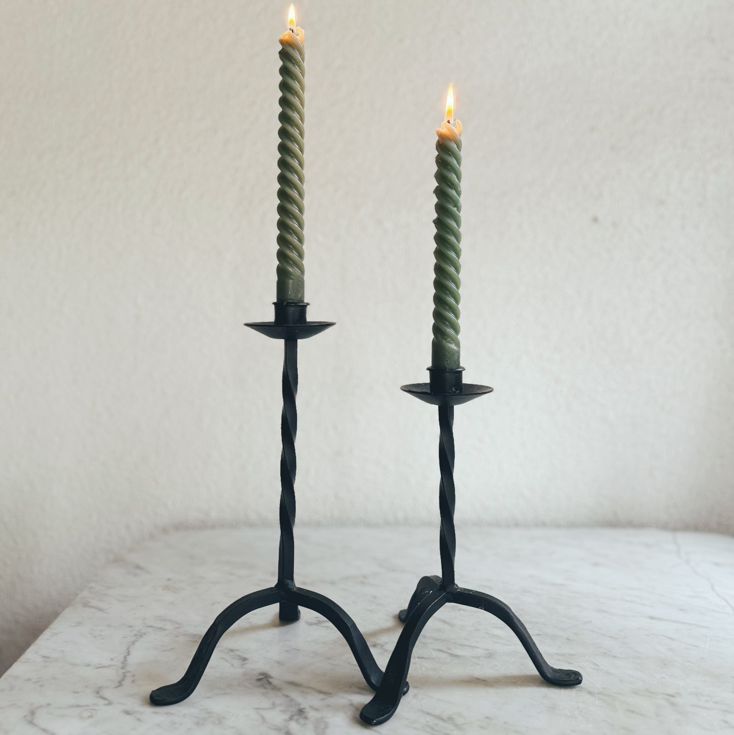 Pair of Twisted Iron Candleholders