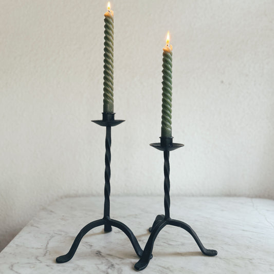 Pair of Twisted Iron Candleholders