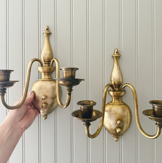 Pair of Brass Candle Sconces