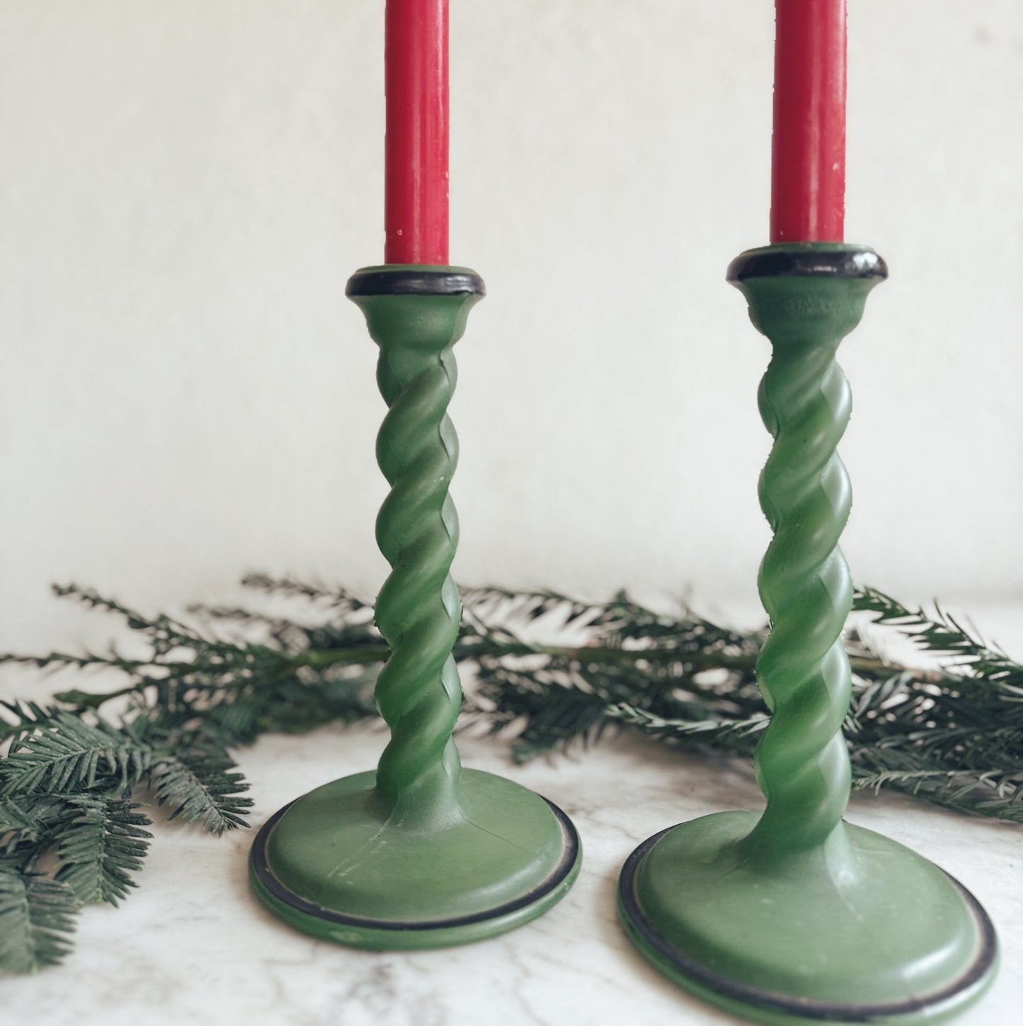 Vintage Resin Barley Twist Candleholders