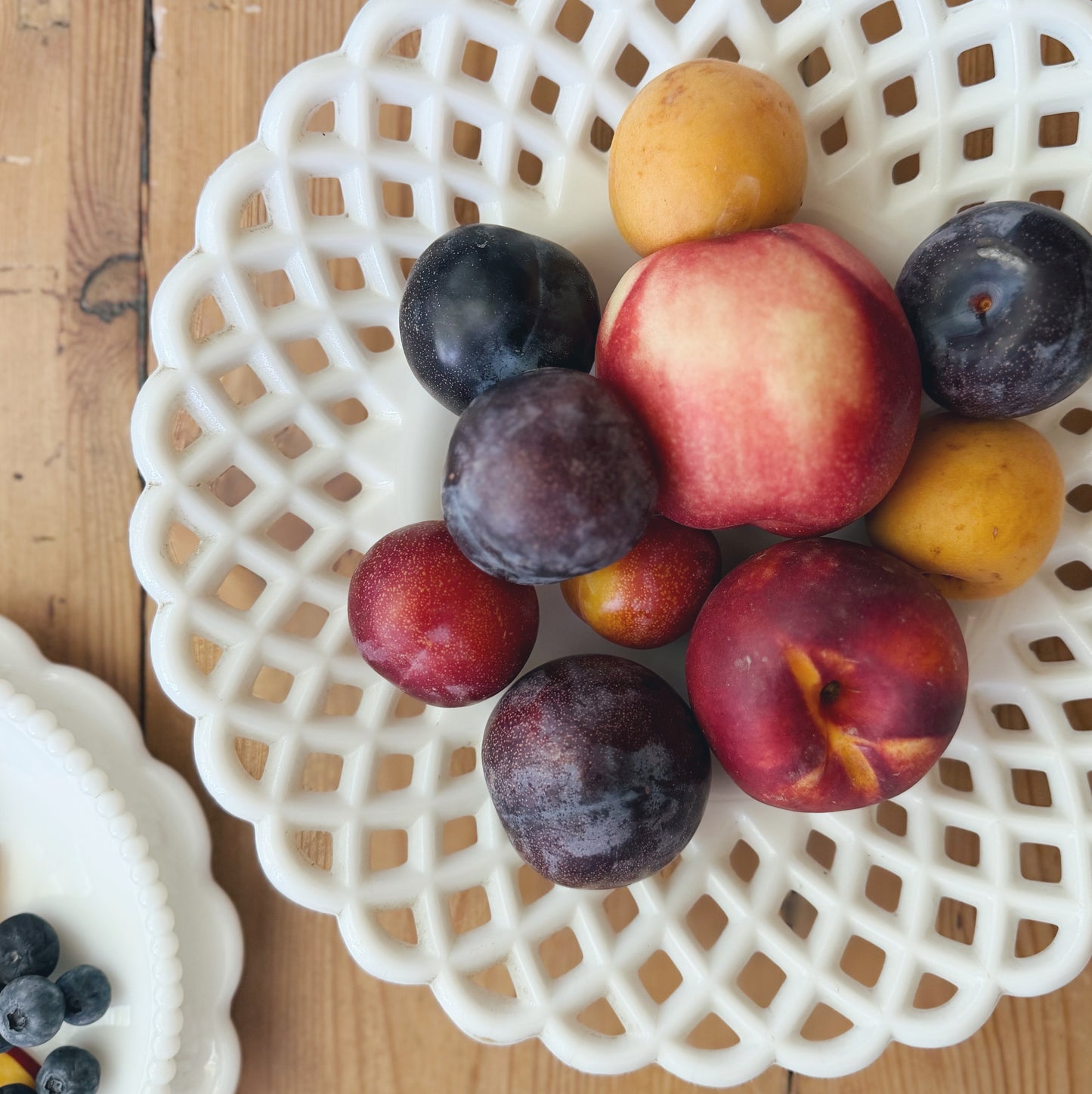 Vintage Lattice Milk Glass Platter