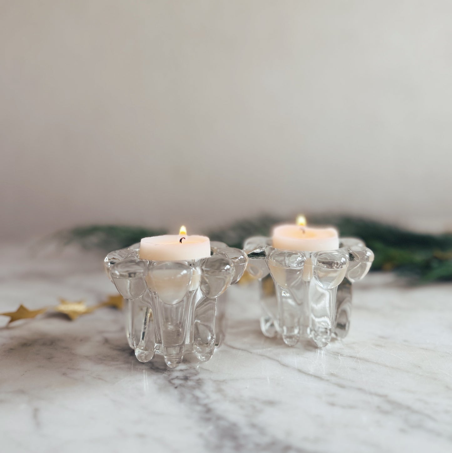 Pair of Crystal Tea Light Holders